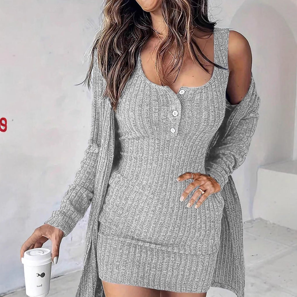 Rosgrove | Women - Knitted Dress with Cardigan - Casual Style