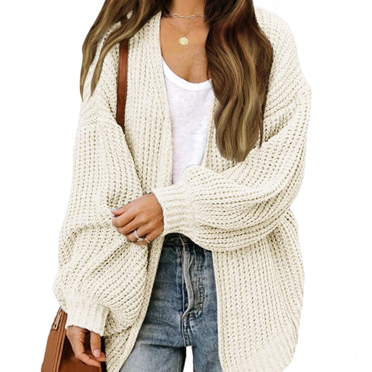 Rosgrove | Women - Chunky Knit Cardigan with Dropped Shoulders
