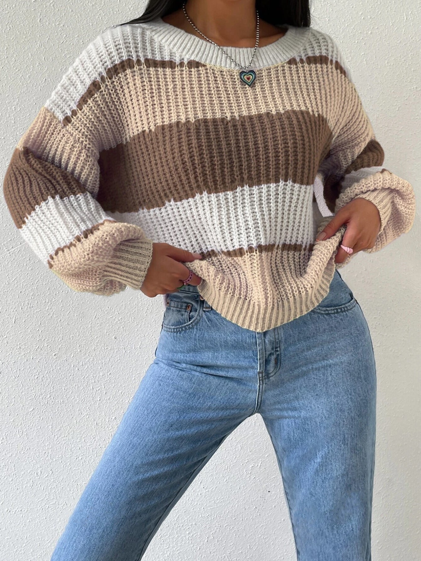 Rosgrove | Women - Crewneck Knit Jumper - Striped Design