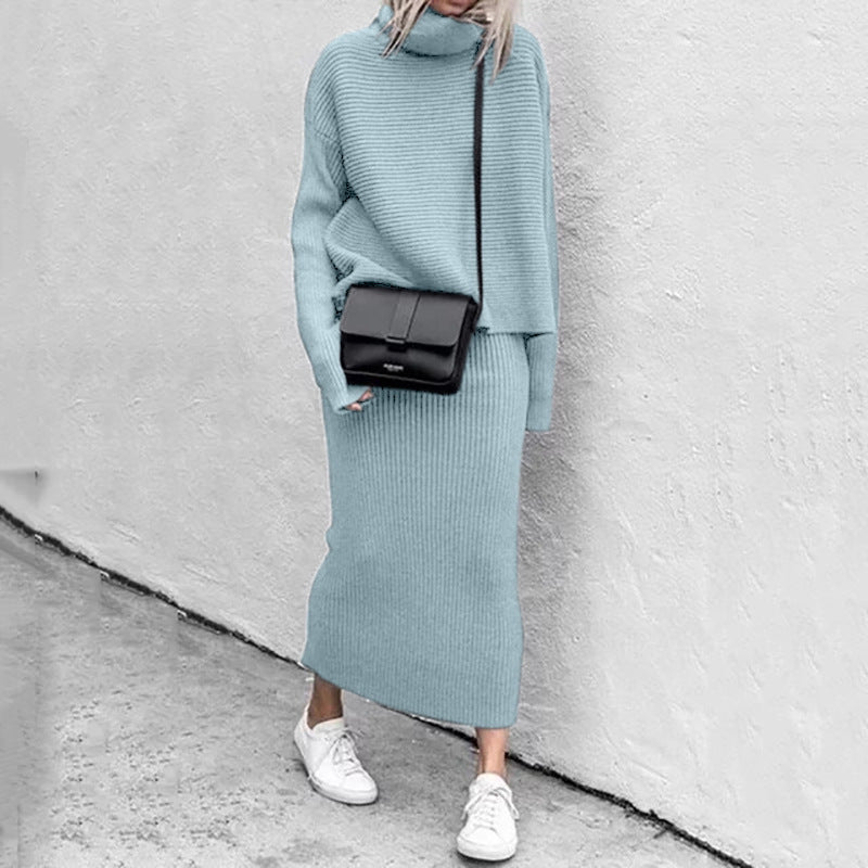 Rosgrove | Women - Turtleneck Knitted Co-Ord Set - Ribbed Style