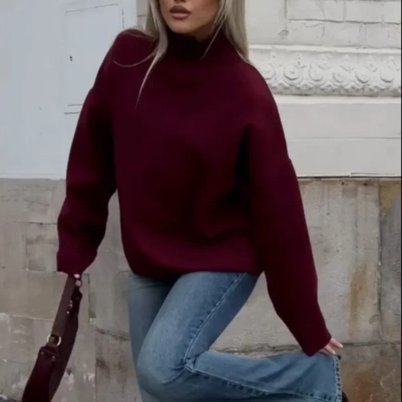 Rosgrove | Women - High Collar Oversized Jumper - Cosy Style