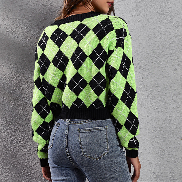 Rosgrove | Women - Checked Wide Cut Cardigan - Button Fastening