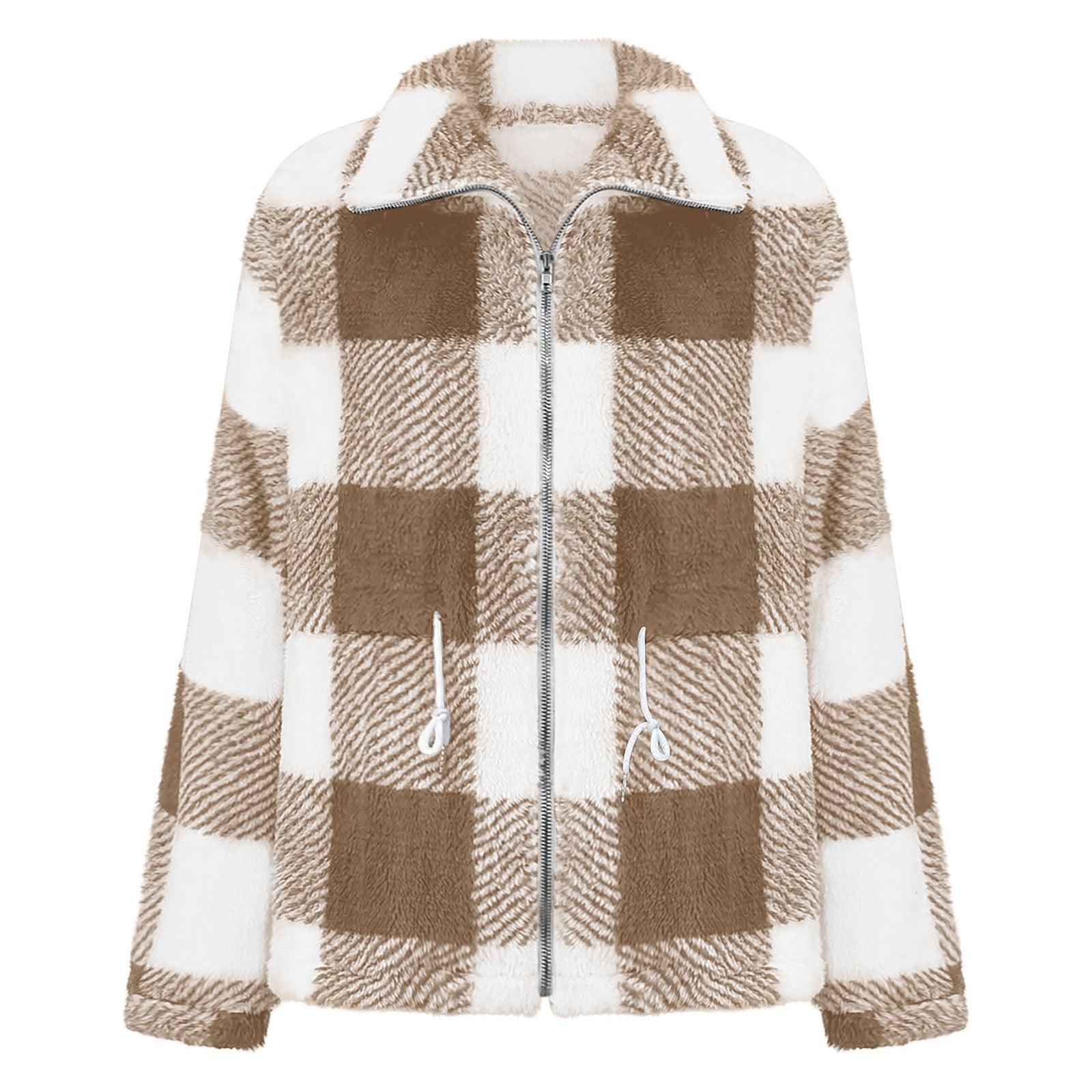 Rosgrove | Women -  Checked Plush Jacket with Zip Closure
