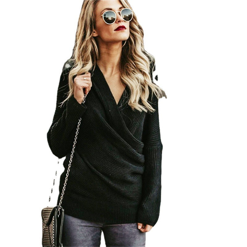 Rosgrove | Women - Elegant Casual Knitted Jumper with Deep Neckline