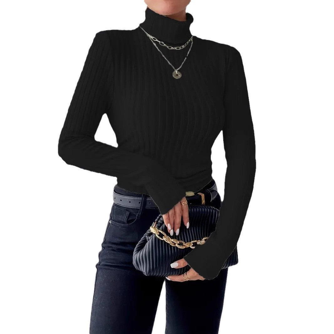 Rosgrove | Women - Long Sleeve Turtleneck Jumper - Fine Rib Knit Design