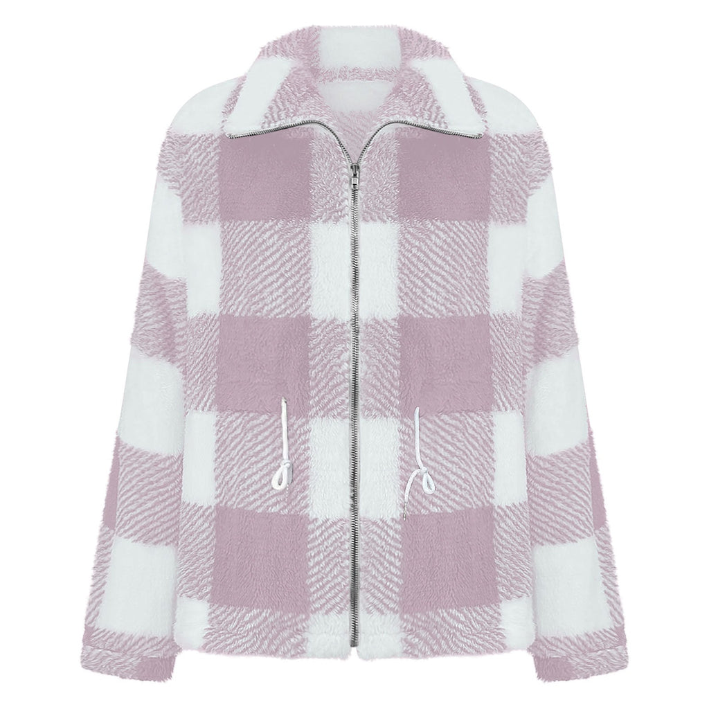Rosgrove | Women -  Checked Plush Jacket with Zip Closure
