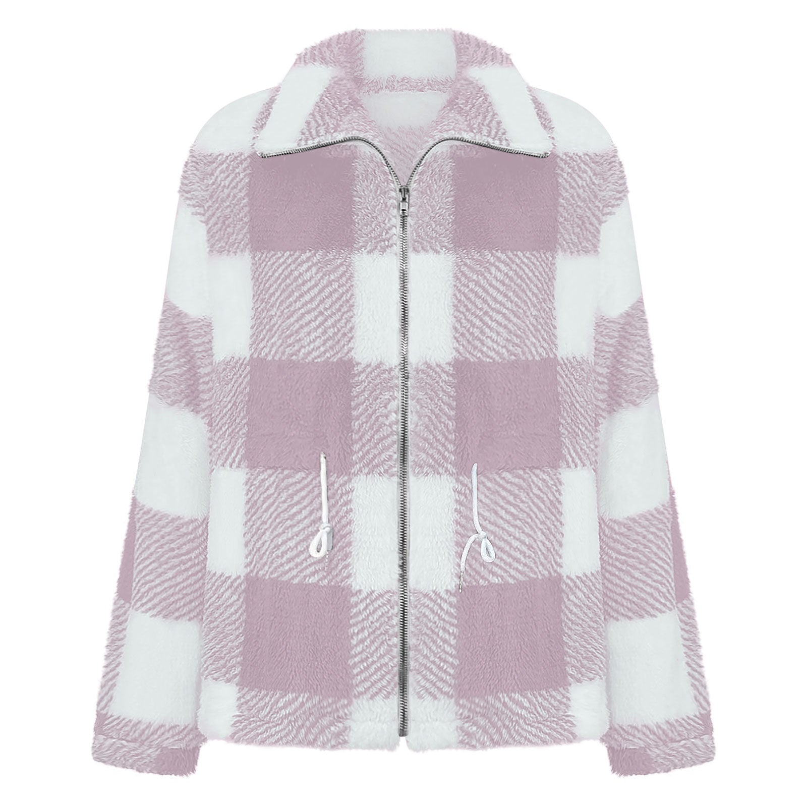 Rosgrove | Women -  Checked Plush Jacket with Zip Closure