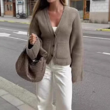 Rosgrove | Women - Voluminous Sleeves Cardigan with Pockets