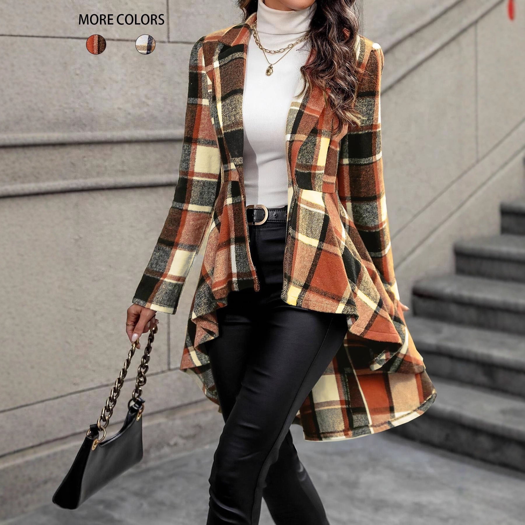 Rosgrove | Women - Check Pattern Jacket - Asym Hem
