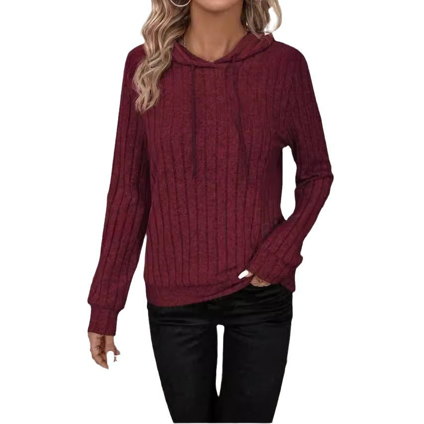 Rosgrove | Women - Ribbed Design Fleece Hoodie - Cosy Style