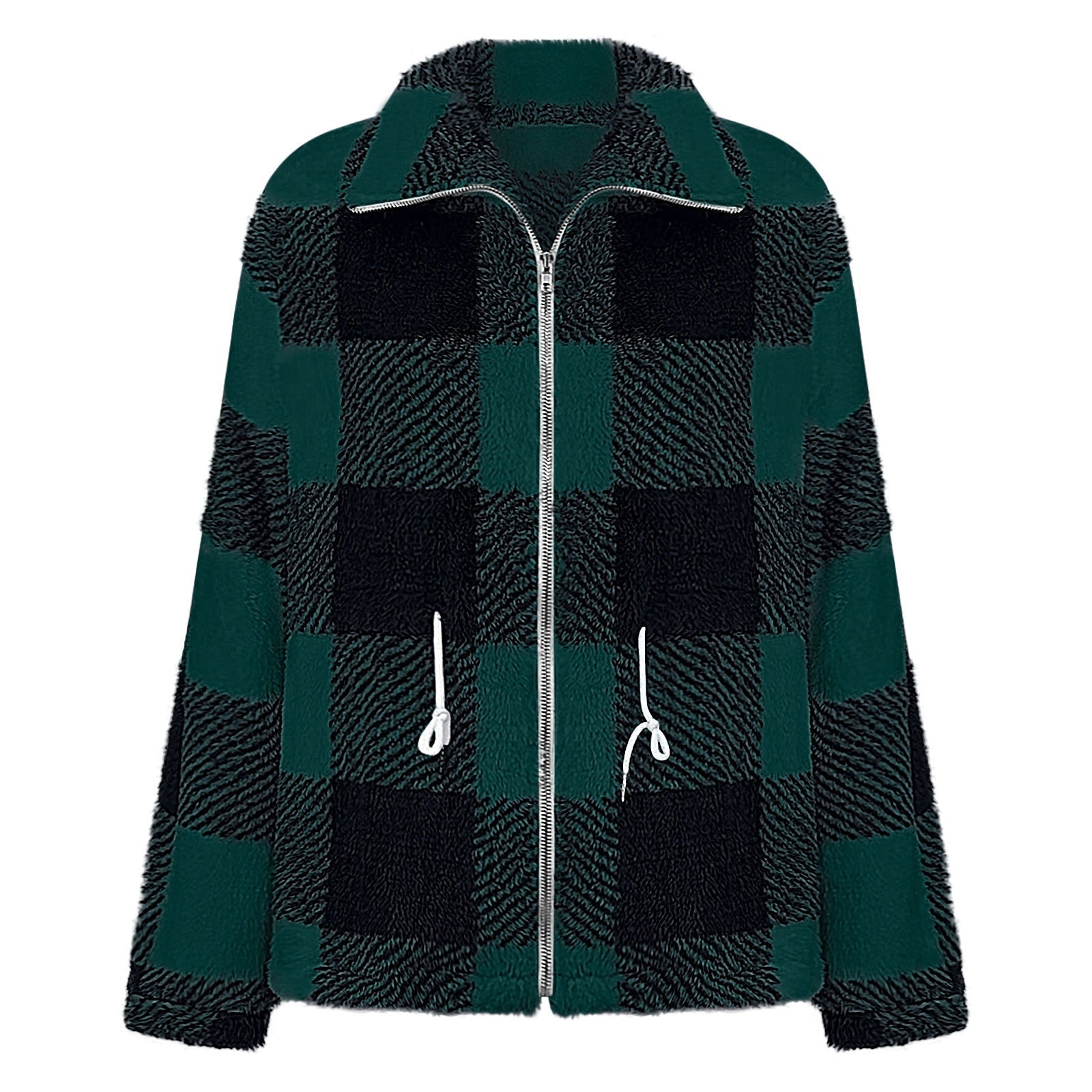 Rosgrove | Women -  Checked Plush Jacket with Zip Closure