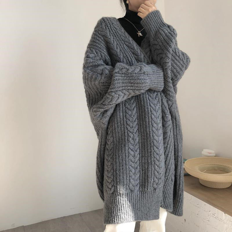 Rosgrove | Women - Oversized Chunky Knit Cardigan - Diamond Pattern