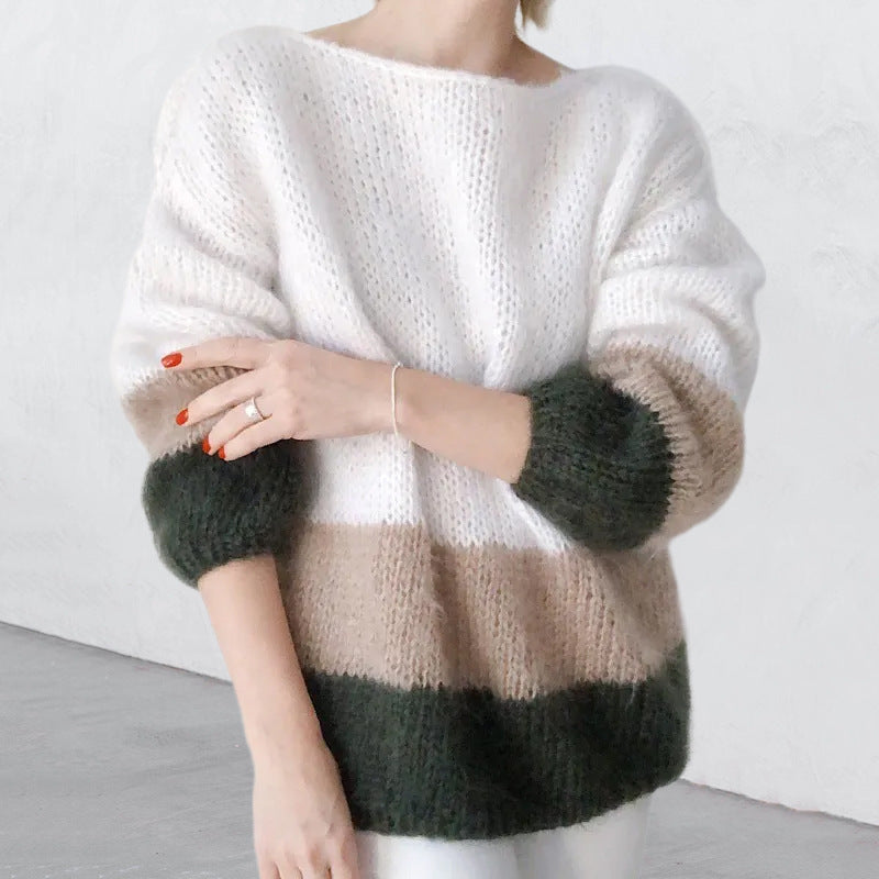 Rosgrove | Women - Chunky Knit Jumper - Modern Block Pattern