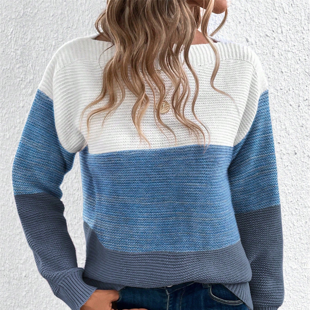 Rosgrove | Women - Stylish Colour Block Knitted Jumper - Cosy Style