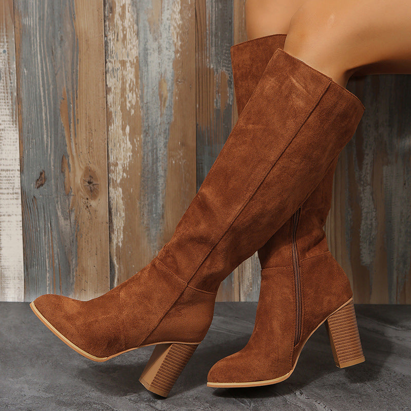 Rosgrove | Women - Below Knee Block Heel Non-Slip Boots