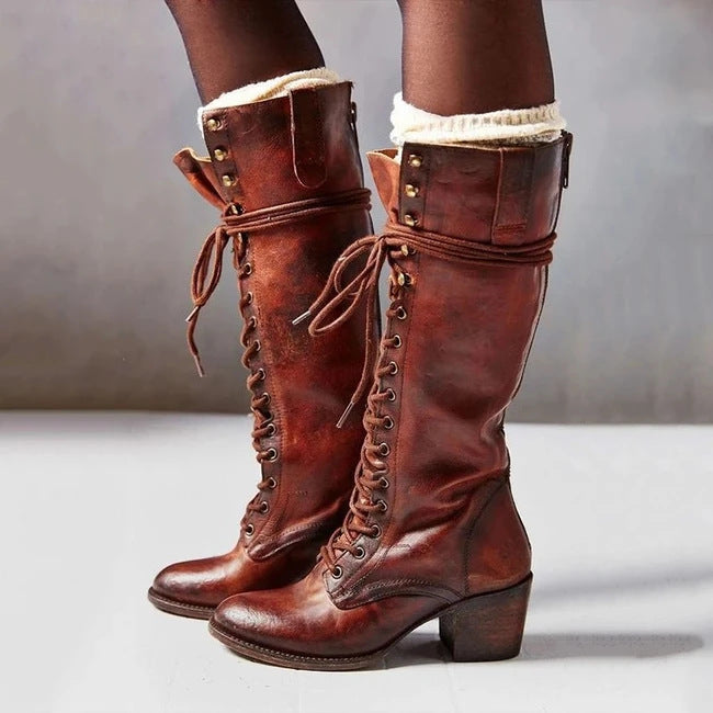Rosgrove | Women - Lace-Up Knee-High Block Heel Boots
