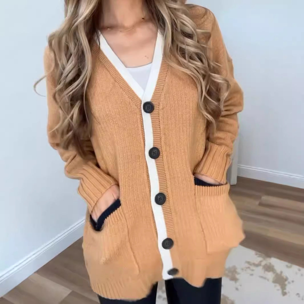 Rosgrove | Women - Cosy Cardigan -  Modern Buttons Design
