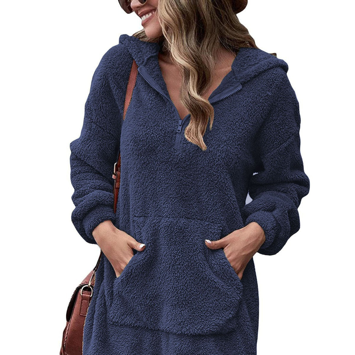 Rosgrove | Women - Cosy Hoodie Dress - Half Zip Style