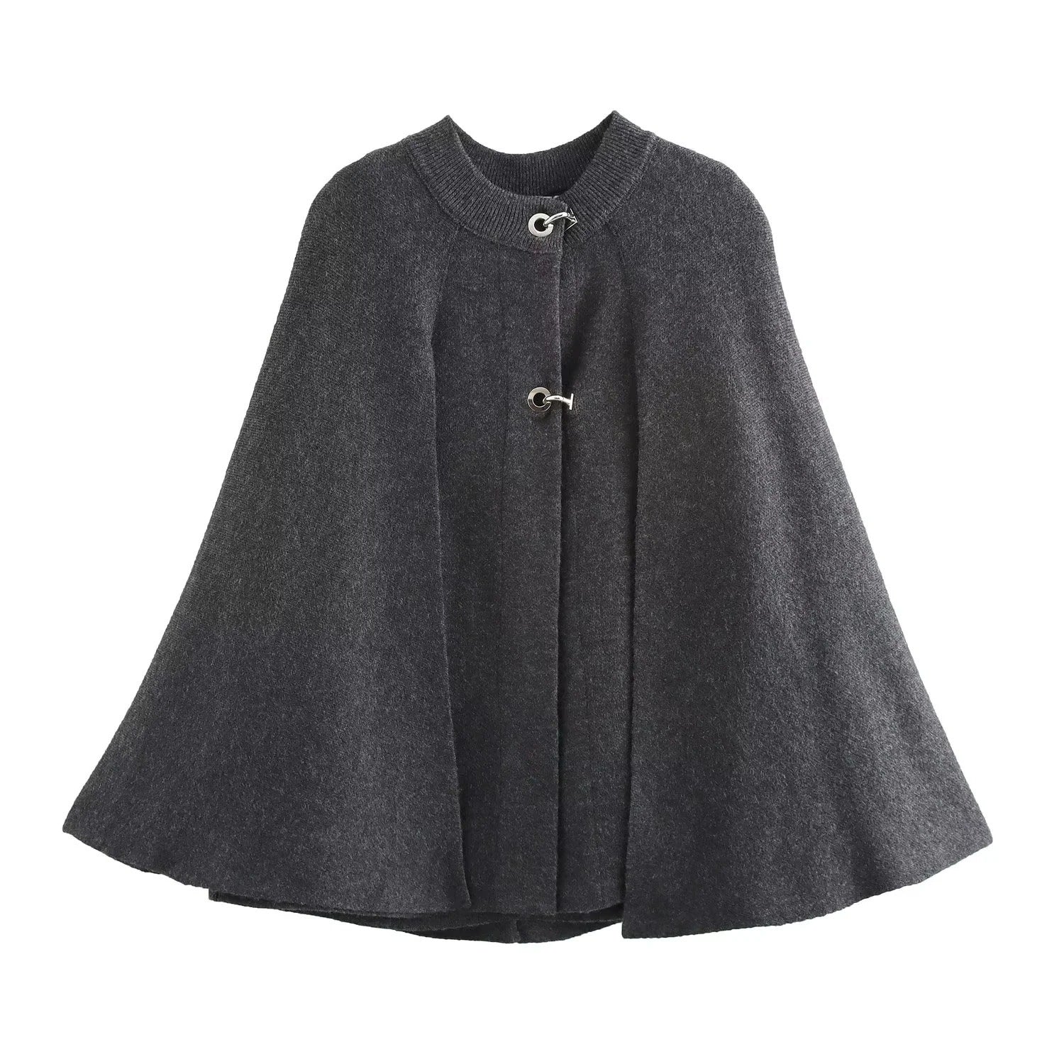 Rosgrove | Women - Stand Collar Cape Jacket - Button Detail