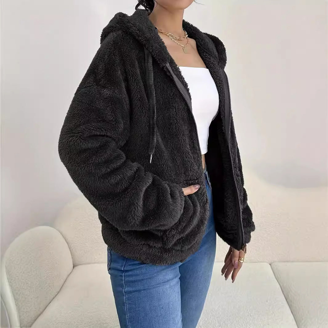 Rosgrove | Women - Cozy Fleece Jacket with Hood & Pockets
