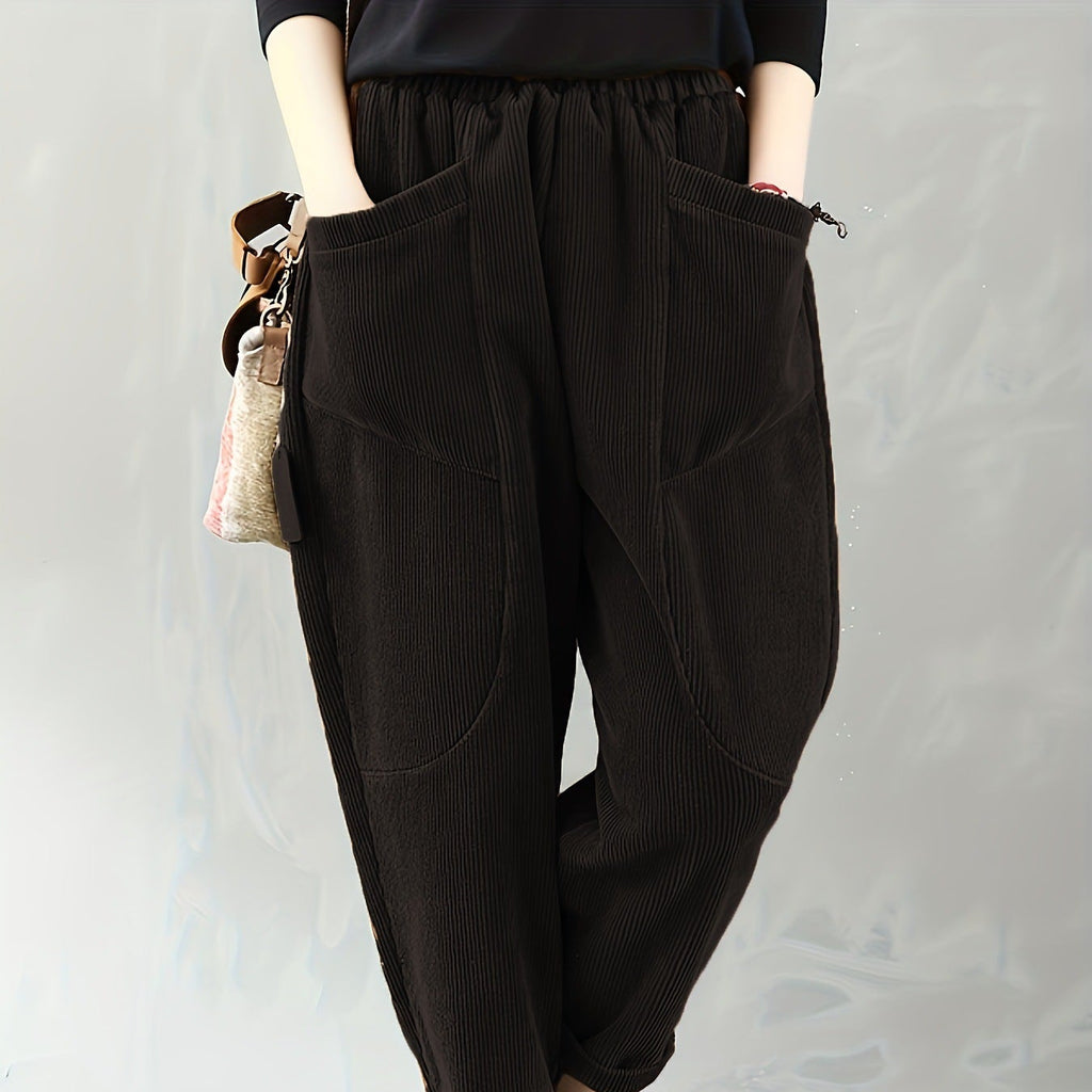 Rosgrove | Women - Loose Fit Corduroy Trousers with Pockets