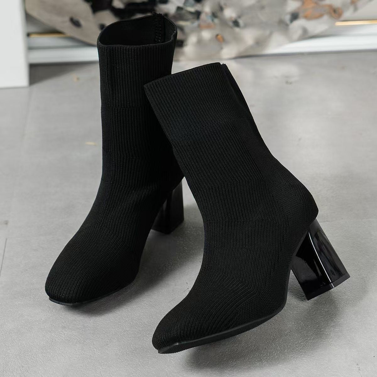 Rosgrove | Women - Knitted Ankle Boots - Block Heel