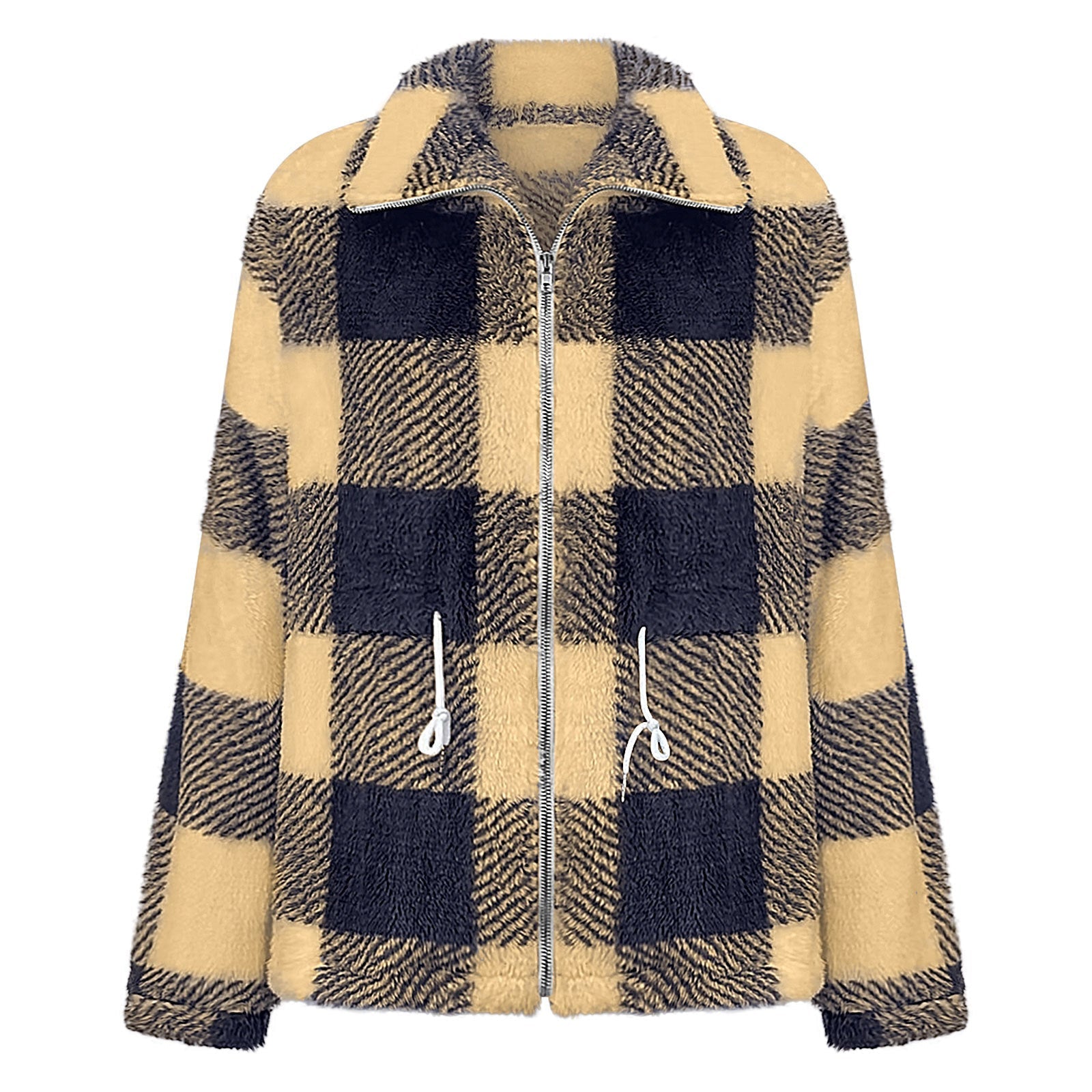 Rosgrove | Women -  Checked Plush Jacket with Zip Closure