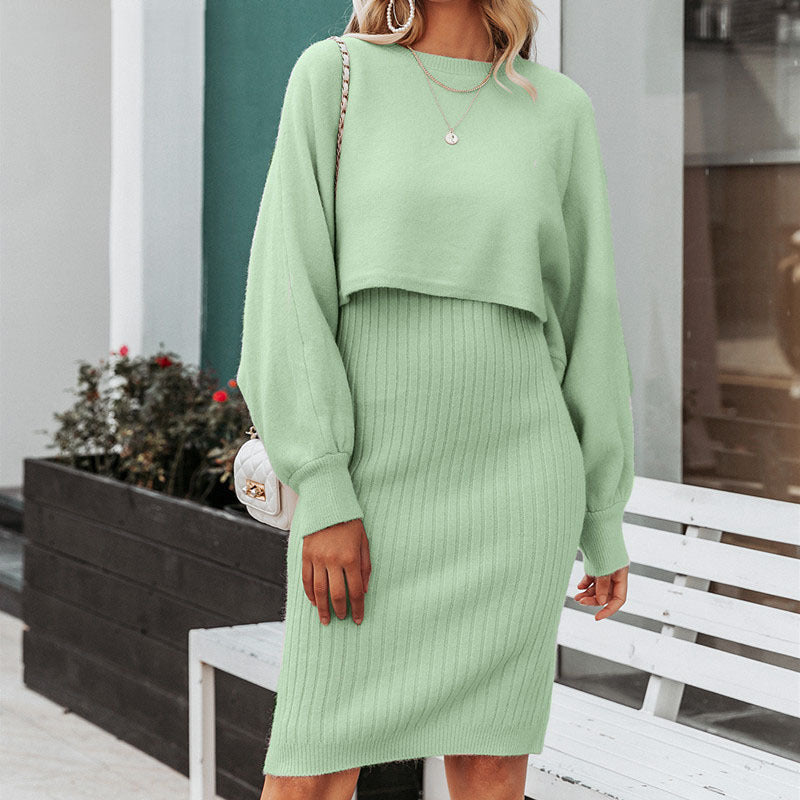 Rosgrove | Women - Midi Dress & Cropped Jumper Top - Knitted Set