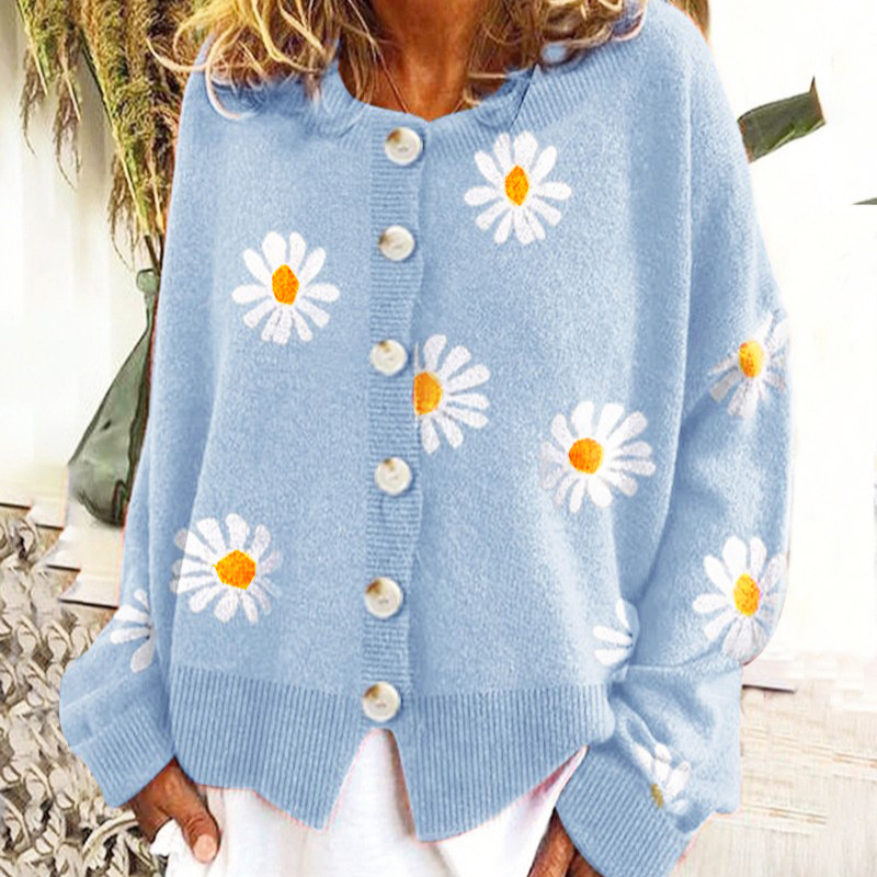 Rosgrove | Women - Knitted Cardigan - Floral Long Sleeve