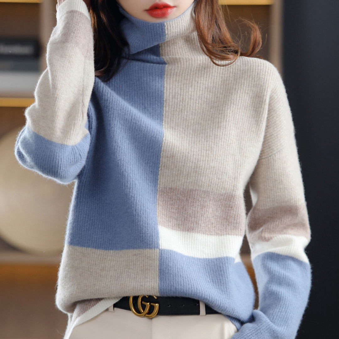 Rosgrove | Women - Turtleneck Jumper - Colour Block Style