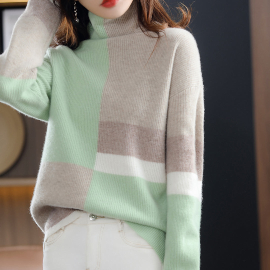 Rosgrove | Women - Turtleneck Jumper - Colour Block Style