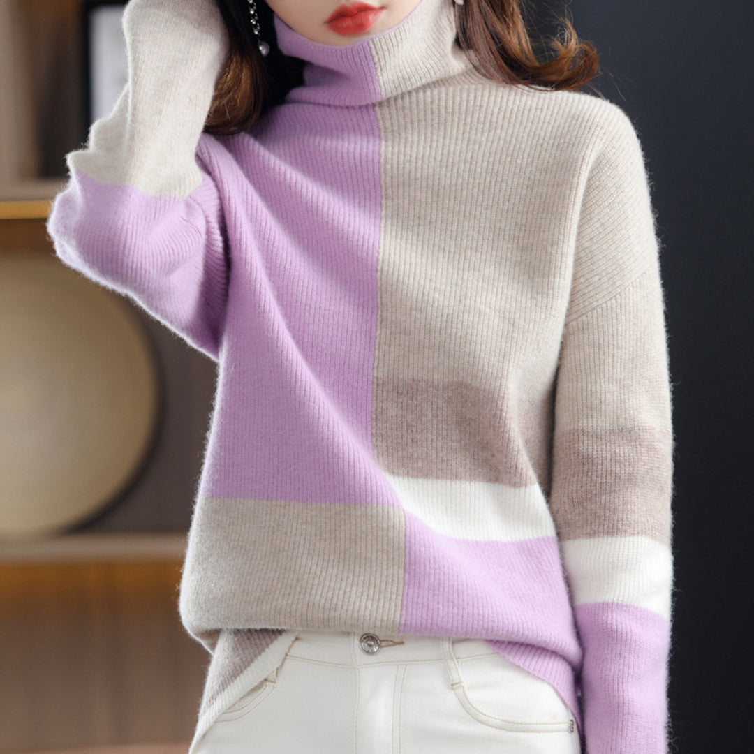 Rosgrove | Women - Turtleneck Jumper - Colour Block Style