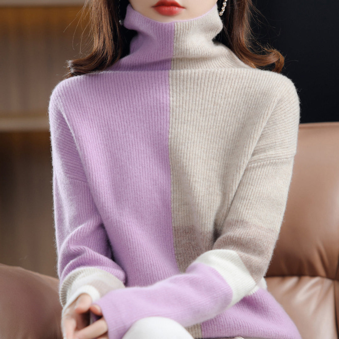 Rosgrove | Women - Turtleneck Jumper - Colour Block Style