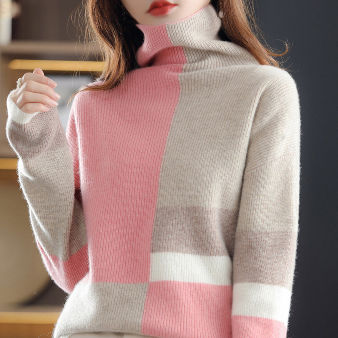 Rosgrove | Women - Turtleneck Jumper - Colour Block Style