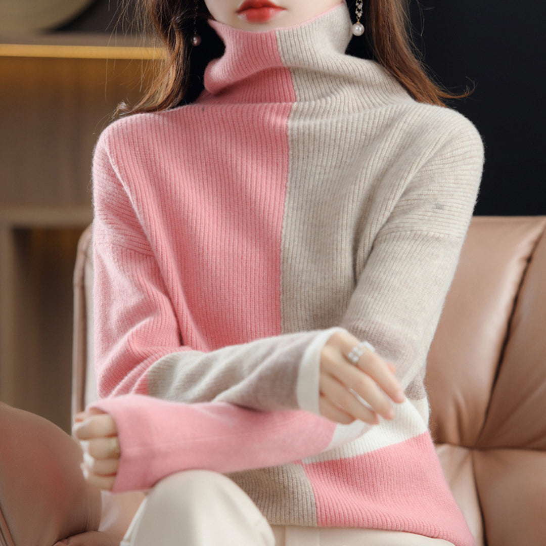 Rosgrove | Women - Turtleneck Jumper - Colour Block Style