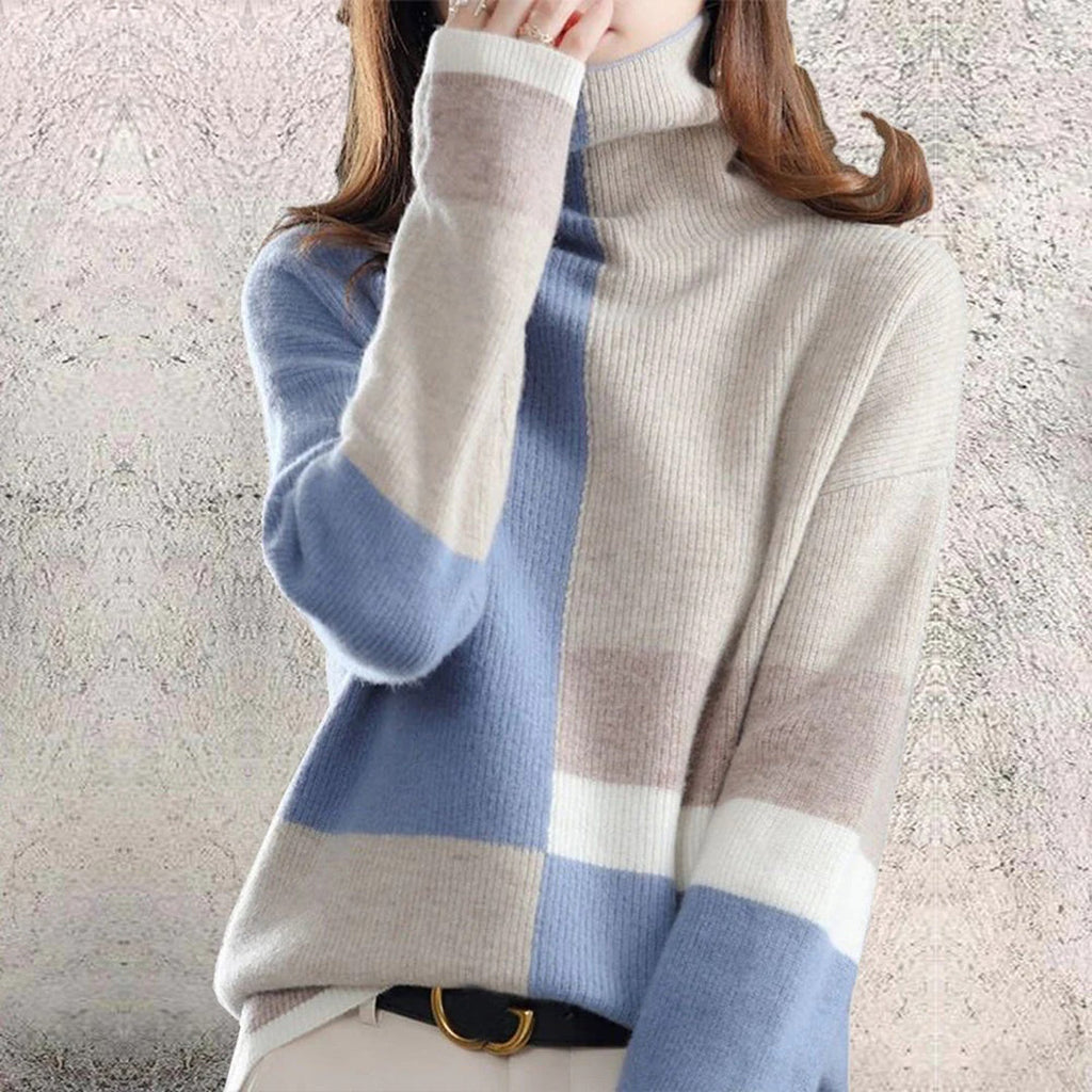 Rosgrove | Women - Turtleneck Jumper - Colour Block Style