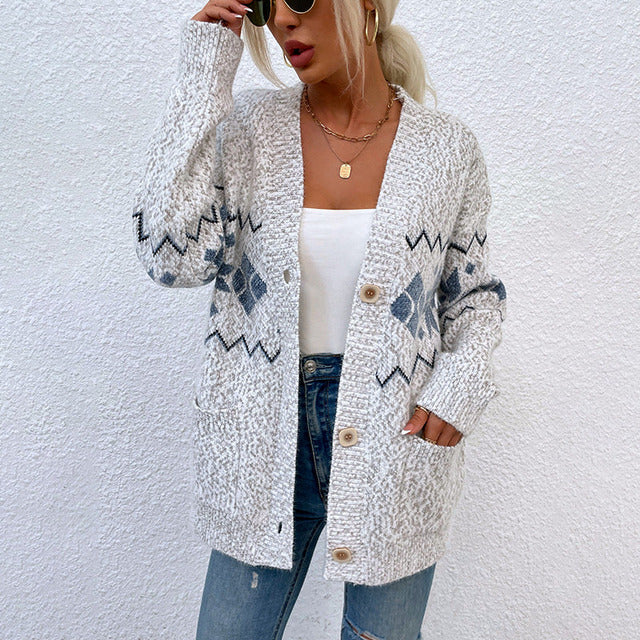 Rosgrove | Women - Knitted Button-up Cardigan - Autumn Style