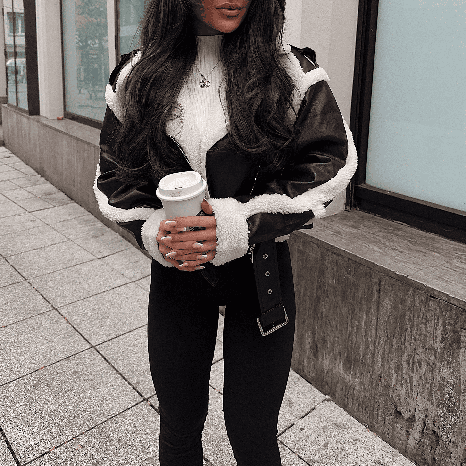 Rosgrove | Women - Biker Jacket - Shearling Trim