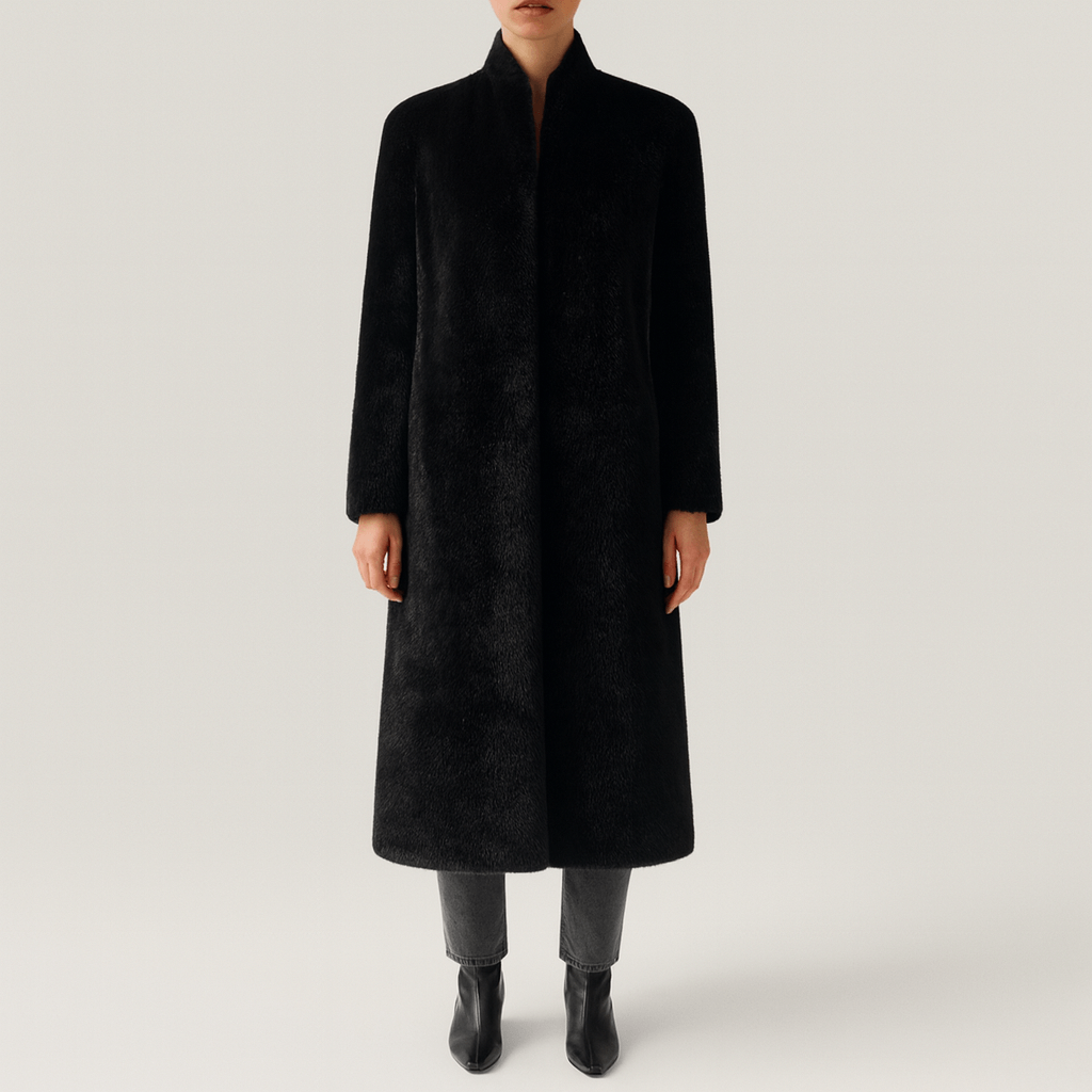 Rosgrove | Women - Black Slim Fit Long Trench Coat - Classic Style