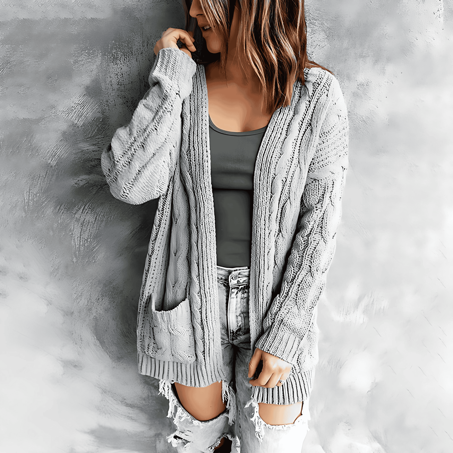 Rosgrove | Women - Cable Knit Cardigan - Casual Fit Style