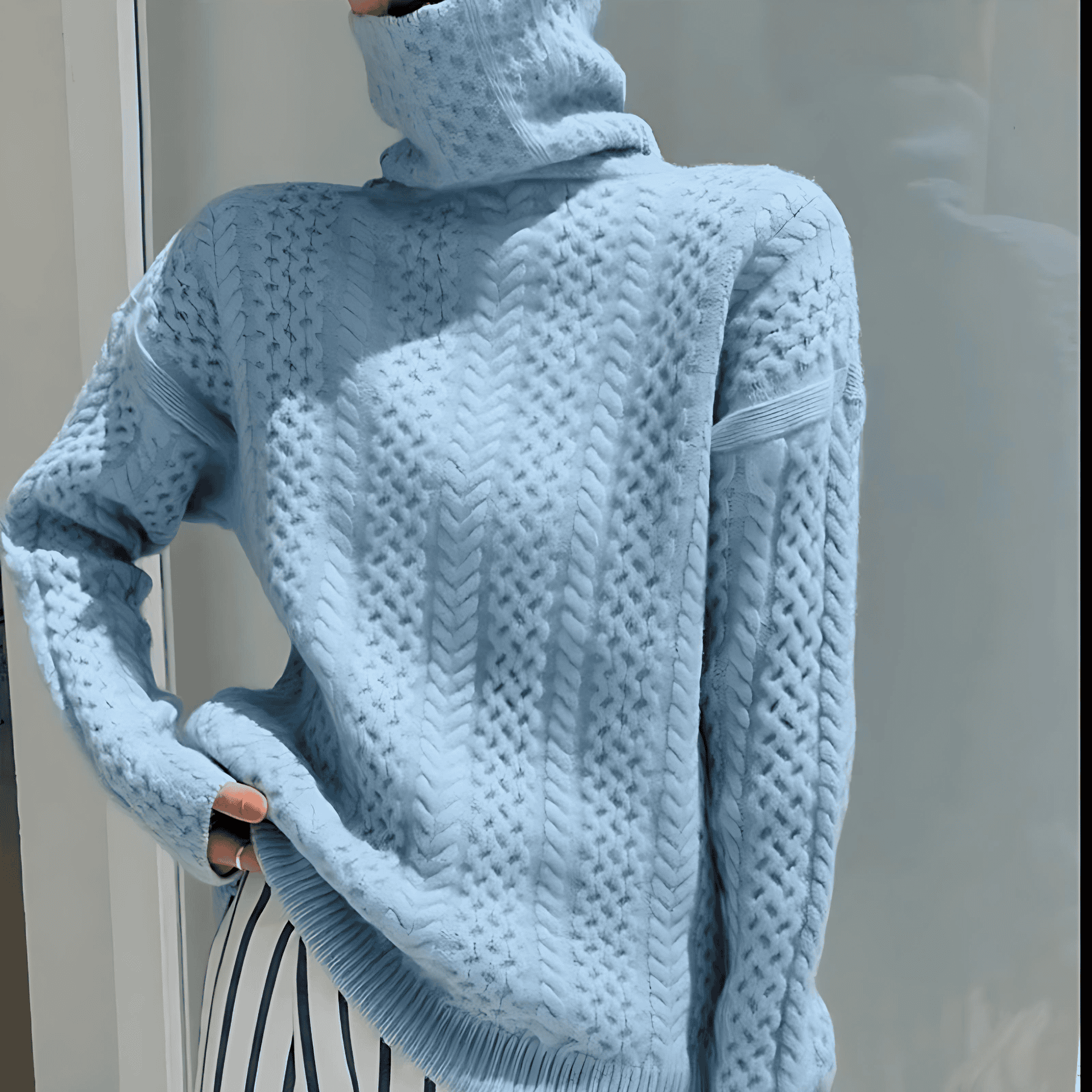 Rosgrove | Women - Cable Knit Winter Jumper - Roll Neck Style