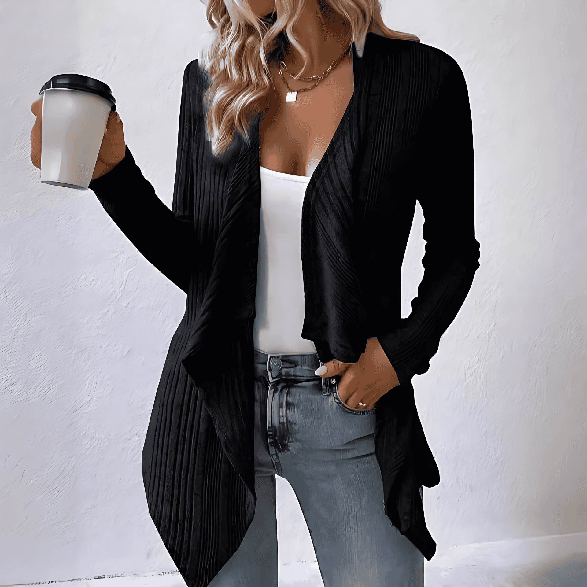 Rosgrove | Women - Casual Cosy Cardigan - Asymmetric Hem