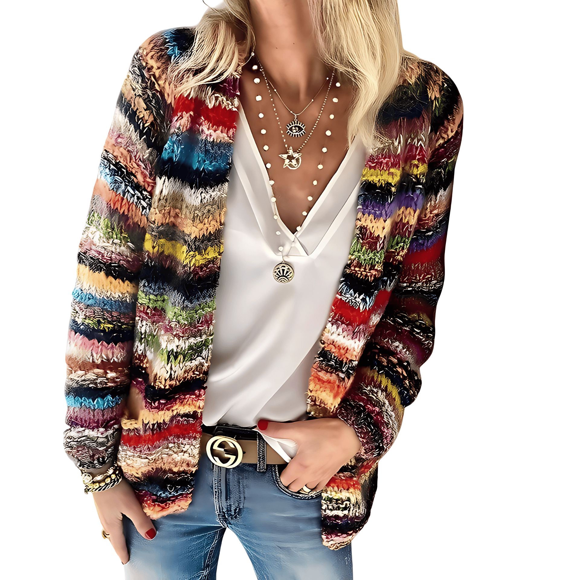 Rosgrove | Women - Casual Multicoloured Cardigan - Cosy Knit