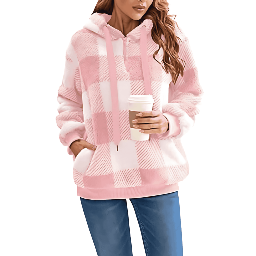 Rosgrove | Women - Checked High Collar Hoodie - Cosy Style