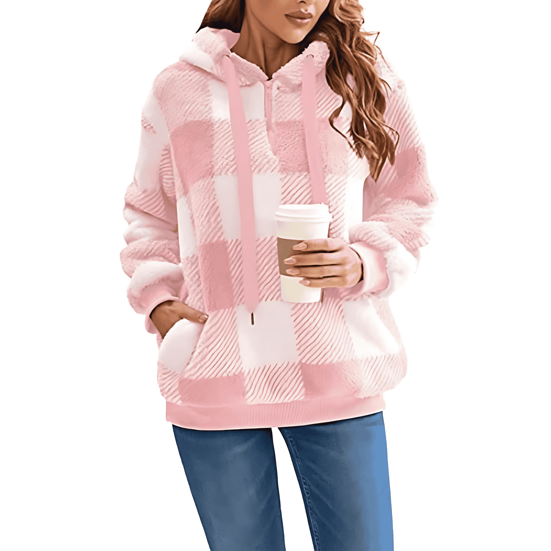 Rosgrove | Women - Checked High Collar Hoodie - Cosy Style