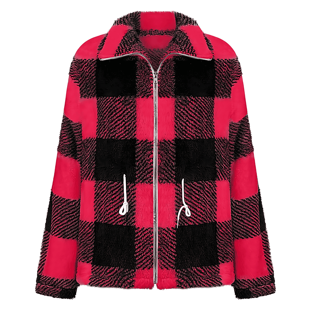 Rosgrove | Women -  Checked Plush Jacket with Zip Closure