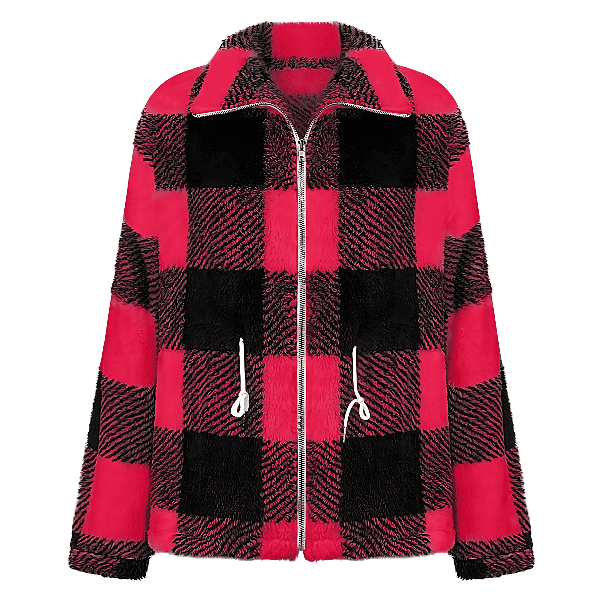 Rosgrove | Women -  Checked Plush Jacket with Zip Closure