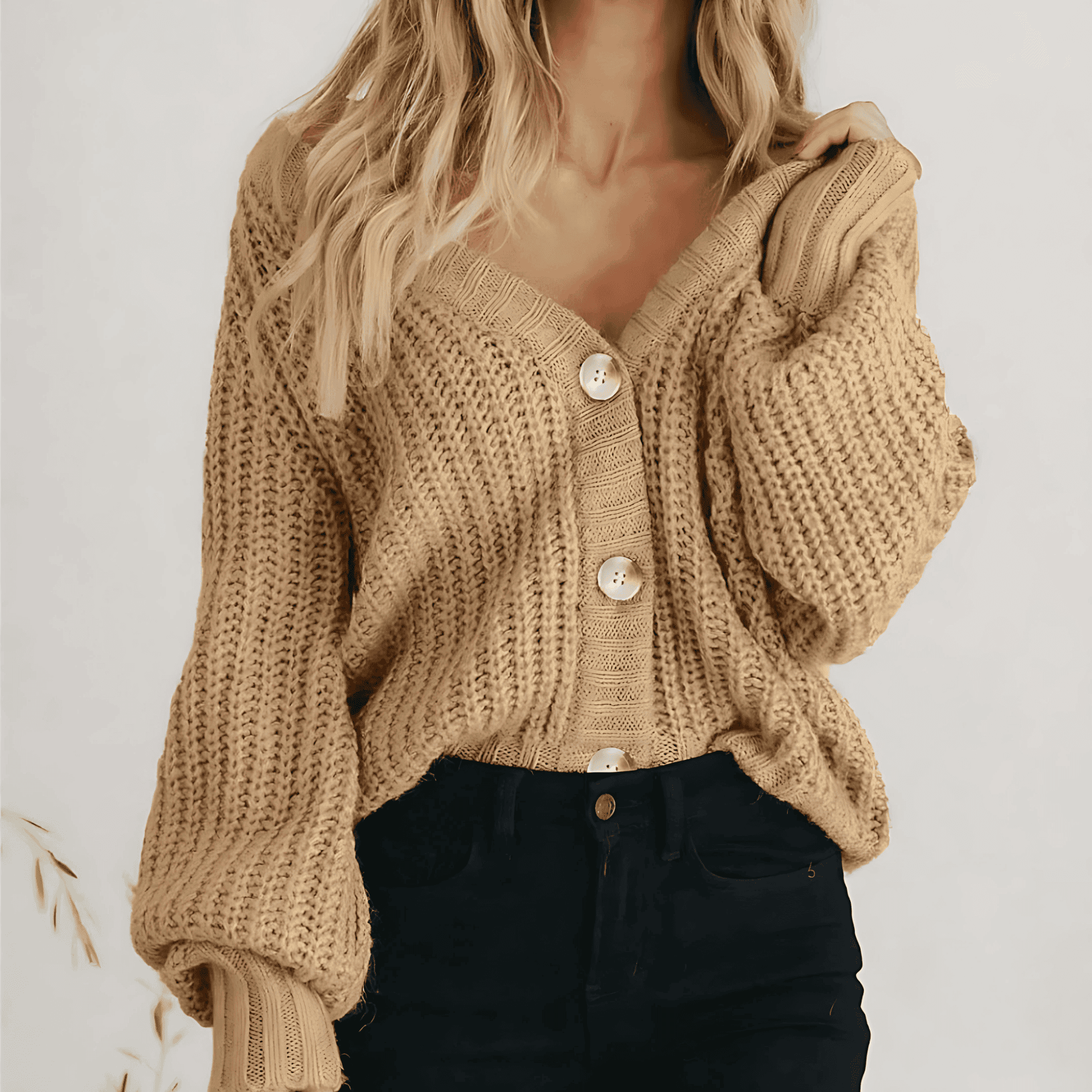 Rosgrove | Women - Chunky Knit Cardigan - Button Front Style