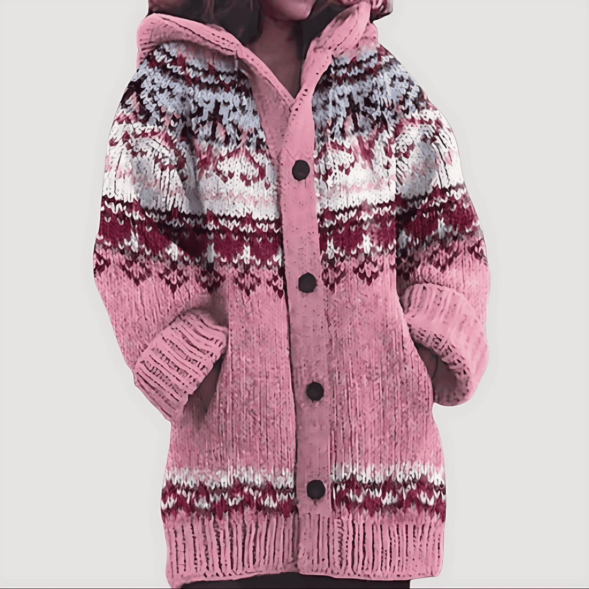 Rosgrove | Women - Chunky Knit Cardigan - Fair Isle Style
