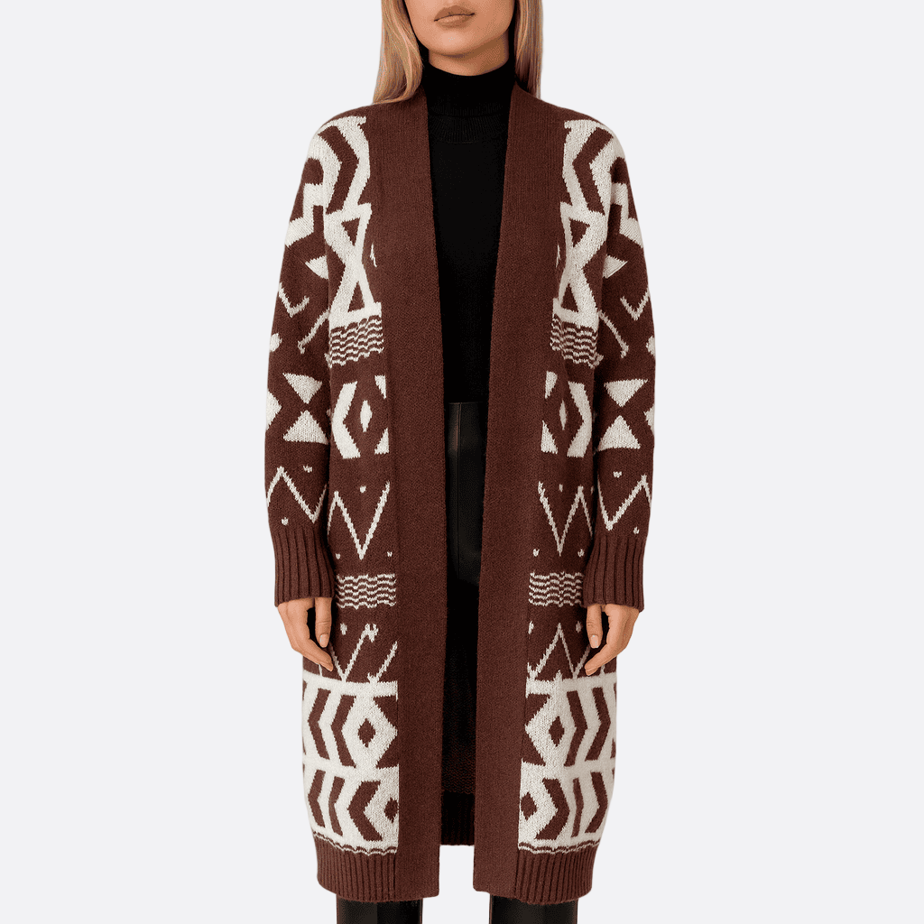 Rosgrove | Women - Chunky Knit Cardigan - Graphic Pattern